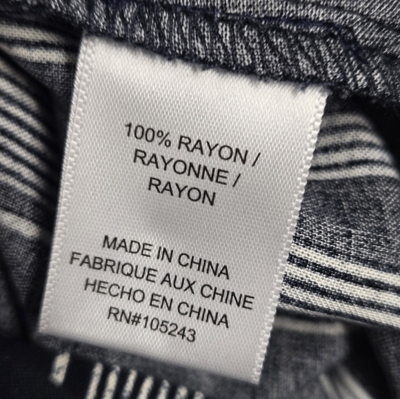 Bobeau M Off The Shoulder Top Rayon Short Sleeve Blue White Stripes - Picture 4 of 5